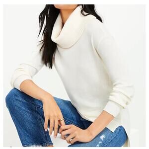 LOFT Cowl Neck Tunic Sweater (Style No. 570585) in the color Whisper White.